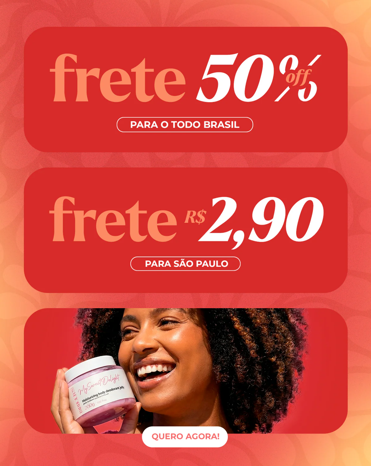 Frete 50% off para todo o Brasil