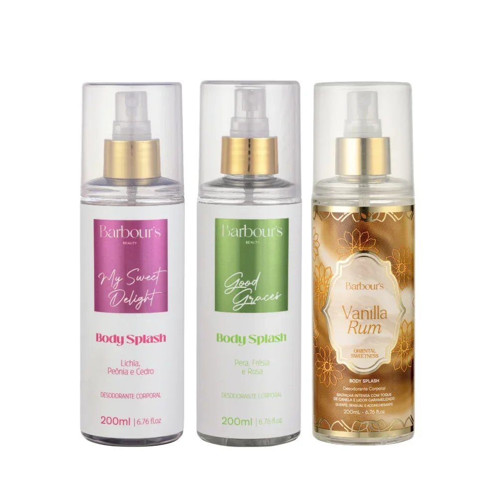 Kit 3 Body Splash Desodorante Colônia 200ml - My Sweet, Caramel e Vanilla