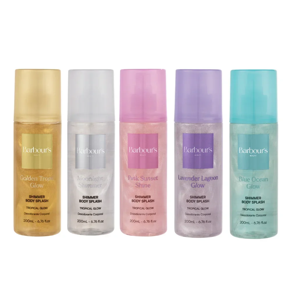 Kit 5 Body Splash Shimmer - Pink Sunset Shine, Blue Ocean Glow e mais